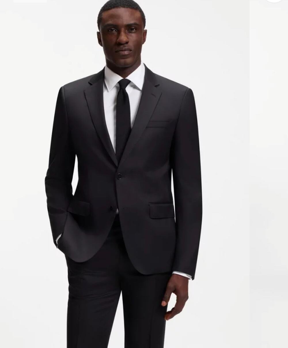 BOSS Slim Fit Virgin Wool Italian Fabric black blazer size 40S
